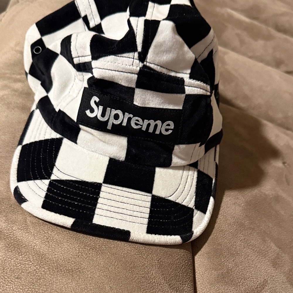 Supreme Black & White Checkerboard 5-Panel Cap